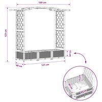 Verhoogde tuinbak met Trellis en Dak Zwart 169 x 40 x 123 cm PP 8