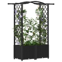 Verhoogde tuinbak met Trellis en Dak Zwart 125 x 40 x 138 cm PP 3