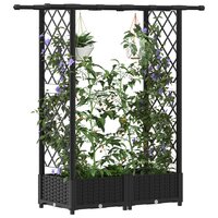 Verhoogde tuinbak met Trellis en Dak Zwart 122,5 x 40 x 121 cm PP 3