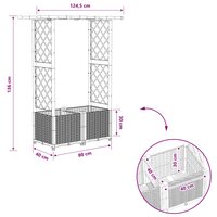 Verhoogde tuinbak met Trellis en Dak Zwart 124,5 x 40 x 136 cm PP 8