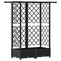 Verhoogde tuinbak met Trellis en Dak Zwart 124 x 40 x 121 cm PP 2