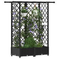 Verhoogde tuinbak met Trellis en Dak Zwart 124 x 40 x 121 cm PP 3