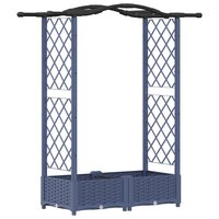 Verhoogde tuinbak met Trellis en Dak Grijs 124 x 40 x 123 cm PP 2