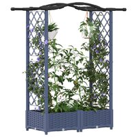 Verhoogde tuinbak met Trellis en Dak Grijs 124 x 40 x 123 cm PP 3