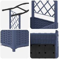 Verhoogde tuinbak met Trellis en Dak Grijs 125 x 40 x 138 cm PP 6
