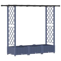 Verhoogde tuinbak met Trellis en Dak Grijs 164 x 40 x 121 cm PP 2