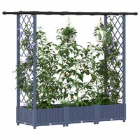 Verhoogde tuinbak met Trellis en Dak Grijs 164 x 40 x 121 cm PP 3