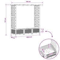 Verhoogde tuinbak met Trellis en Dak Grijs 164 x 40 x 121 cm PP 8
