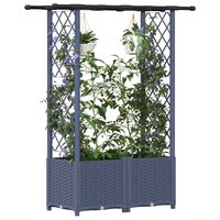 Verhoogde tuinbak met Trellis en Dak Grijs 124,5 x 40 x 136 cm PP 3