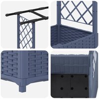 Verhoogde tuinbak met Trellis en Dak Grijs 124,5 x 40 x 136 cm PP 6