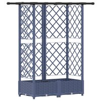 Verhoogde tuinbak met Trellis en Dak Grijs 124 x 40 x 121 cm PP 2