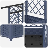 Verhoogde tuinbak met Trellis en Dak Grijs 124 x 40 x 121 cm PP 6