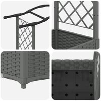 Verhoogde tuinbak met Trellis en Dak Lichtgrijs 124 x 40 x 123 cm PP 6