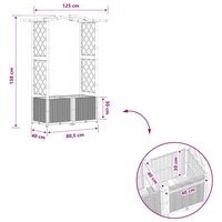 Verhoogde tuinbak met Trellis en Dak Lichtgrijs 125 x 40 x 138 cm PP 8