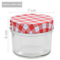 Jampotten met wit met rode deksels 48 st 110 ml glas 6