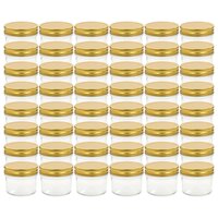 Jampotten met goudkleurige deksels 48 st 110 ml glas 2