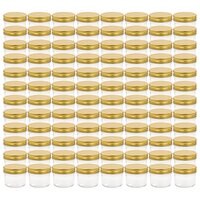 Jampotten met goudkleurige deksels 96 st 110 ml glas 2