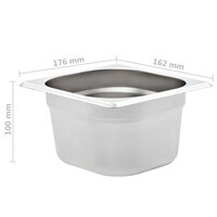 Gastronormbakken 12 st GN 1/6 100 mm roestvrij staal  8