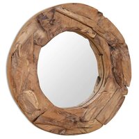 Decoratieve spiegel rond 60 cm teakhout 2