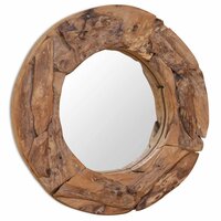 Decoratieve spiegel rond 60 cm teakhout 3