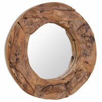 Decoratieve spiegel rond 60 cm teakhout 4