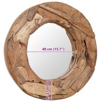 Decoratieve spiegel rond 60 cm teakhout 9