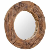 Decoratieve spiegel rond 80 cm teakhout 2