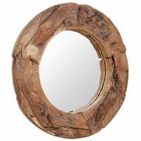 Decoratieve spiegel rond 80 cm teakhout 3