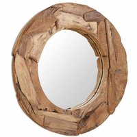 Decoratieve spiegel rond 80 cm teakhout 4