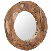 Decoratieve spiegel rond 80 cm teakhout 5
