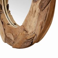 Decoratieve spiegel rond 80 cm teakhout 7