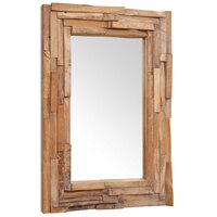 Decoratieve spiegel rechthoekig 90x60 cm teakhout 6