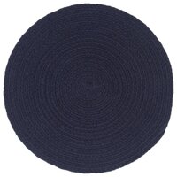 Placemats 6 st rond 38 cm katoen effen marineblauw  2