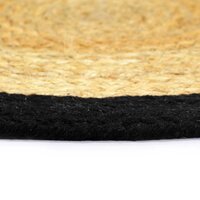 Placemats 6 st 38 cm jute en katoen natuurlijk en zwart 3