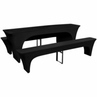 Hoezen voor biertafel en banken stretch zwart 3 stuks 225 x 70 x 80 cm 2