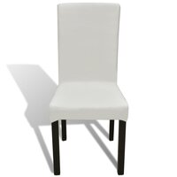 6 st Stoelhoezen recht stretch cr&amp;egrave;mekleurig 3