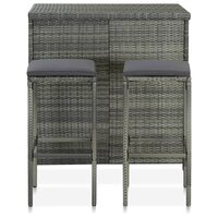 3-delige Barset poly rattan grijs 2