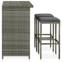3-delige Barset poly rattan grijs 3