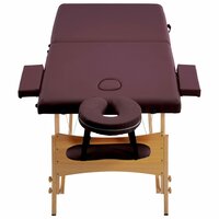 Massagetafel inklapbaar 2 zones hout wijnpaars 4