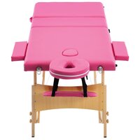 Massagetafel inklapbaar 3 zones hout roze 4