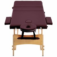 Massagetafel inklapbaar 3 zones hout wijnpaars 4