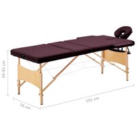 Massagetafel inklapbaar 3 zones hout wijnpaars 9