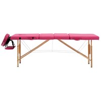 Massagetafel inklapbaar 4 zones hout roze 3