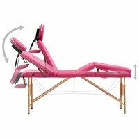 Massagetafel inklapbaar 4 zones hout roze 4