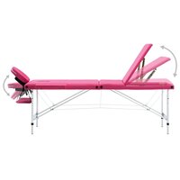 Massagetafel inklapbaar 3 zones aluminum roze 3