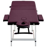 Massagetafel inklapbaar 3 zones aluminum wijnpaars 4