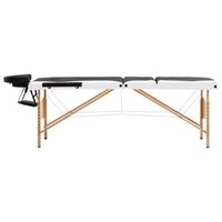 Massagetafel inklapbaar 3 zones hout zwart en wit 2