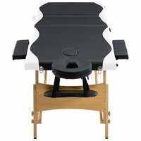 Massagetafel inklapbaar 3 zones hout zwart en wit 4