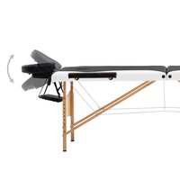 Massagetafel inklapbaar 3 zones hout zwart en wit 5