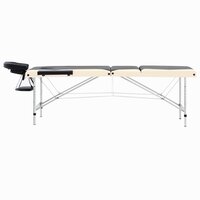 Massagetafel inklapbaar 3 zones aluminium zwart en beige 3